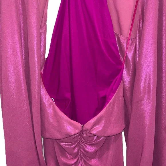 THE ATTICO Karen Mini Dress Pink Violet Lamé Cutout Cocktail US 4 IT 40 chain - Picture 14 of 16